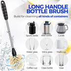 Holikme 6 Pack Bottle Brush Tube Set, 14" Long Handle Stainless Steel Bottle Cleaner Brush, 3 Straw Brushes, Portable 3-in-1 Bottle Cleaning Brush for Water Bottle, Cups, Baby Bottle, Straws Yellow