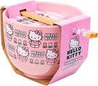 Silver Buffalo Sanrio Hello Kitty Flowers Pattern Ceramic Ramen Noodle Rice Bowl with Chopsticks, Microwave Safe, 20 Ounces