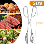 2 Pack Serving Tongs Buffet Tongs for Kitchen Cooking 10 Inch Stainless Steel Salad Tongs Serving Utensils for Wedding Party Catering (Silver)