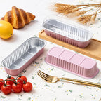 25 Pack Mini Cake Pans with Lids and Spoons, Small Aluminum Foil Loaf Pans, Rectangular Baking Containers for Party and Picnics, 6.8oz (Pink)