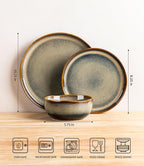 TheTerra Ceramic Dinnerware Sets for 6, 18 Pieces Porcelain Lightweight Plates and Bowls Sets, Scratch Resistant Dish Set, Oven & Microwave & Dishwasher Safe, Coffee Bean