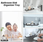 MicoYang Silicone Bathroom Soap Dishes with Drain Spout-Bathroom and Kitchen Sink Organizer,Sponge Holder,Dish Soap Tray,Perfect for Dispenser,Scrubber,Bottle,Cup on Sink or Counter-Coffee 12"×4"