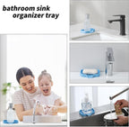 MicoYang Silicone Bathroom Soap Dishes with Drain Spout-Bathroom and Kitchen Sink Organizer,Sponge Holder,Dish Soap Tray,Perfect for Dispenser,Scrubber,Bottle on Sink or Counter-Light Blue 4.9"×3.2"