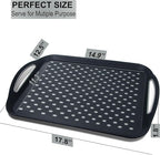Large Nonslip Serving Tray with Handles, Silicone Grippy Dots Lap Food Trays for Eating, Dishwasher Safe Serve for Breakfast Dinner Snack Fruit Appetizers Beverage, Rectangular, Set of 2, Black