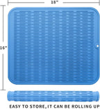 MicoYang Silicone Dish Drying Mat for Multiple Usage,Easy clean,Eco-friendly,Heat-resistant Silicone Mat for Kitchen Counter or Sink,Refrigerator or Drawer Liner Lichen BlueL 2XL 24 inches x 18 inches