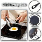 4.7 Inch Mini Frying Pan, Black Non-Stick Egg Pan with Hanging Hole, Flat Bottom Design for Gas, Induction, Electric Stove, Perfect for Single Serve Breakfast, Omelets & Camping, RV Use (Black)