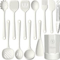 oannao Silicone Kitchen Utensils Set, 600°F Heat Resistant Silicone Cooking Utensils, Spatula, Spoon, Whisk, Tongs, Kitchen Gadgets for Nonstick Cookware, Dishwasher Safe BPA Free (Cream White)