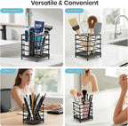 BOTEMY Toothbrush Holders with Quick Drying Mat—Black Toothbrush and Toothpaste Holder for Bathroom—Upgrade 3 Slots Openwork Design Bathroom Counter Organizer for Electric Toothbrush,Razor,Toothpaste