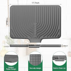 GUUKIN Dish Drying Mat, 17.7" x 11.8 " Drying Matt Kitchen Counter, Dish Drying Rack Mat, Easy Clean Pad for Countertop Protection, Multi-Functional Use (Grey)