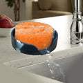 Sponge Holder for Scrub Daddy with Suction Cups and Drain Spout Kitchen Sink Caddy Organizer, Soap Dishes Holder Accessories Rack, Dishwasher Safe - 4.7"x4.7", Marble