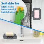 Sponge Holder for Kitchen Sink, Dish Sponge Holder & Soap Tray with Drain, Bathroom Sink Sponge Drying Rack & Perfect Organizer for Dispenser,Bottle,Cup on Sinks or Counter(5"x 3.5"Gray)
