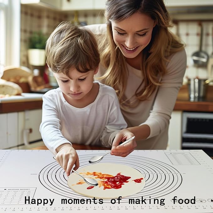 Silicone Baking Mat,32x24" Extra Large Pastry Mat for Rolling Dough Kneading Sourdough Bread Baking Supplies Black 0.45mmT
