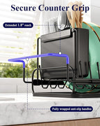 Kitsure Dish Drying Rack - Expandable Dish Rack for Kitchen Counter, Over Sink Or in Sink, Space-Saving Plates Dryer with Cutlery Holder & Drip Tray, 14.0"-20.9" L x 6.3" W x 8.0" H, Black