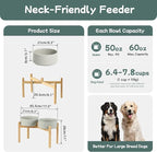 Havniva Ceramic Raised Double Bowls Set with Stand, Food & Water Bowls for Large Breed Dogs, Weighted Dog Dishes, Pet Bowl(8.2'',60OZ, Grey)