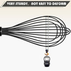 TEEVEA Silicone Whisk Stainless Steel Heat Resistant Non Scratch Kitchen Cooking Utensil for Blending Whisking Beating Frothing Stirring 11 Inch Black