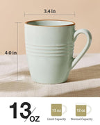 famiware Jupiter Coffee Mugs Set of 6, 13 oz Coffee Mug, Microwave and Dishwasher Safe, Coffee Cups with Handle for Coffee, Tea, Cocoa, Milk, Light Green