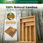Expandable Bamboo Kitchen Drawer Organizer – Silverware Organizer, Utensil Holder & Cutlery Tray Drawer Dividers for Flatware (20"x16.9" Large Size, 8 Slot, Natural)