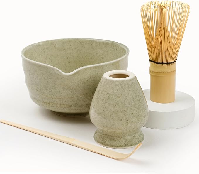 Authentic Japanese Matcha Ceremony Set - 17oz Traditional Chawan Bowl with Bamboo Whisk (Chasen), Scoop & Stand - Complete Starter Kit for Beginners, Christmas Thanksgiving Gift Idea