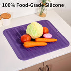 ZLR Large Silicone Dish Drying Mat (16" x 18") - XL Heavy Duty Drainboard Mat for Pots, Pans & Family Loads - Heat Resistant Trivet & Counter Protector, Easy Clean (Meadow Violet)