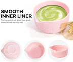 Pink Traditional Matcha Whisk Set, 5 Pcs Japanese Matcha Kit with Chawan Ceramic Bowl with Spout, Chasen Bamboo Whisk and Holder, Scoop, Sifter - Matcha Set Kit Gift for Ceremony Matcha Lattes Lover