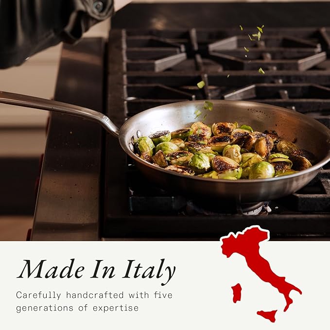 Made In Cookware | 10 Piece Stainless Steel Pot and Pan Set | 5 Ply Clad - Includes Stainless Steel Frying Pans, Saucepans, Saucier and Stock Pot W/Lid | Professional Cookware | Crafted in Italy