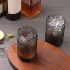 Moretoes Large Hobnail Drinking Glass Set of 12,15oz Gray Vintage Glassware,Embossed Glass Cups,Water Tumbler,Highball Glasses For Beer, Juice And Various Mixed Drinks