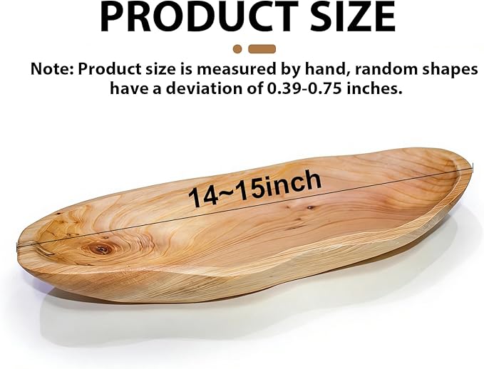 BTEOBFY 15-Inch Wavy Wooden Fruit Bowl - Handcrafted Solid Wood Decorative Basket for Kitchen Countertop - Large Rustic Dough Bowl Centerpiece, Natural Driftwood Decor for Bread & Snacks