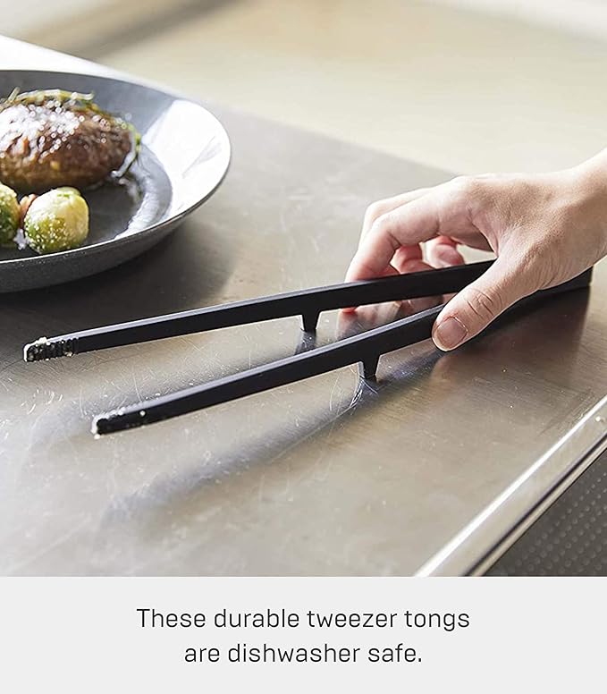Yamazaki Home Tower Silicone Kitchen Utensils, Black - Tweezer - Silicone
