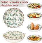 Large Serving Bowls, 78 Oz Extra Large Salad Bowl, Green Floral Pattern Design Decorative Bowls for Salad, Fruit, Pasta and Dinner, Serving Dishes for Party, Dishwasher & Microwave Safe