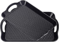 Plastic Tray with Handles, 2 Pack Multi-Purpose Rectangular Non Slip Restaurant Serving Trays Set for Parties, Coffee Table, Kitchen (12.2x16 inch)