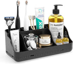 Bathroom Counter Organizer and Storage, 7 Slots Detachable Toothbrush Holders for Bathrooms, Anti-Slip Electric Toothbrush and Toothpaste Holder Countertop Vanity Organizer Accessories for Adults Kids