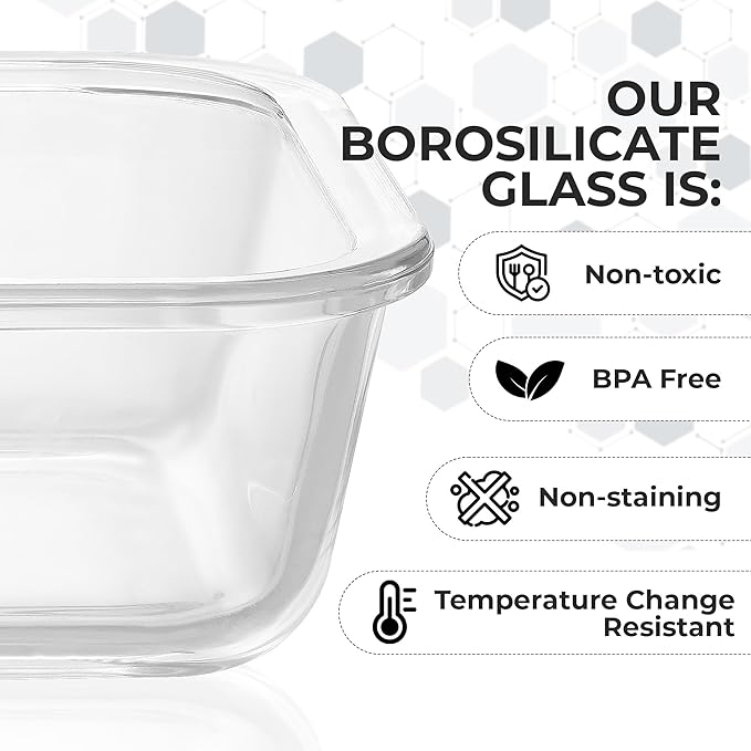 Zulay Kitchen 5 Piece Large 36oz Glass Tupperware Container Set with Lids - Premium BPA Free Borosilicate Glass Food Storage Containers - Leak-Proof Meal Prep - Microwave, Freezer & Oven Safe - Gray