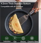 Nonstick Deep Frying Pan with Lid, 3.5 QT Swiss Granite Coating Sauté Pan, 10 Inch Healthy Non Stick Skillet Cooking Pan with Stay Cool Handles, PFOA Free, Induction Ready.
