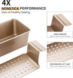 HONGBAKE Meatloaf Pan with Drain Tray, 9 x 5 Loaf Pans with Insert, Nonstick Meat Loaf for Baking, Reduce the Fat and Kick Up the Flavor, Champagne Gold