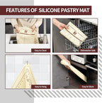 Silicone Baking Mat, Extra Thick Dough Rolling Pad with Measurements and Edge Heightening, Non-stick Food Grade Silicone Pastry Mat for Pastry, Bread, Cookies (Beige Edge Up, 20"L x 28"W)
