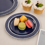 Ciaell 150 PCS Blue and Silver Plastic Plates - Blue Disposable Plate include 50 Plates, 25 Knives, 25 Forks, 25 Spoons, 25 Cups for Weddings & Party