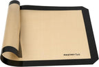 Restaurantware Baking Mat Pack of 1 Non-Stick 11.8"x15.7" Silicone Half Size Baking Mat, Rectangle Reusable Durable Oven-Friendly Anti-Slip Sheet for Kneading Rolling Shaping Dough, Tan and Black