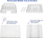 Simple Houseware Expandable & Adjustable Cutlery Drawer Organizer - Large Utensil and Flatware Tray for Kitchen Drawers, White