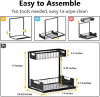 Ceetug Under Kitchen Sink Organizers and Storage Pull Out 2 Tier Metal Bathroom Cabinet Organizer (Black, 1 Pack)