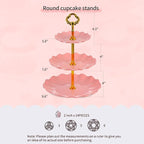 Pack of 10 NWK Cake Stand Set, with 3 x Two-Tier and 3 x Three-Tier Cupcake Stands, 4 x Appetizer Trays, 1 x Tablecloth for Birthday Bridal Baby Shower Party (Pink)