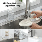 MicoYang Silicone Bathroom Soap Dishes with Drain Spout-Bathroom and Kitchen Sink Organizer,Sponge Holder,Dish Soap Tray,Perfect for Dispenser,Scrubber,Bottle,Cup on Counter Translucent 4.9"×3.2"