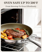 Nonstick Frying Pan Skillet 11inch, 18/10 Stainless Steel Pan, Titanium Pan with Cool Touch Handle, Non Stick Pan, PTFE & PFOA Free, Dishwasher & Oven Safe, Compatible with All Cooktops