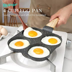 GiPP Non Stick Egg Pan, 4-Cup Granite Omelette Pan Skillet for Breakfast, Pancake Pan with Heat-Resistant Handle, Compatible with All Stovetops, Easy to Clean, PFOA Free, Grey