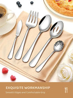 Silverware Set for 8, 45 Piece Food-Grade Stainless Steel Flatware Set with Hostess Serving Utensil Set, Mirror Polished Cutlery Set for Home Kitchen Restaurant, Dishwasher Safe