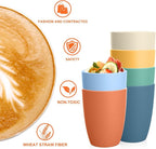 Homienly Water Cups Wheat Straw Drinking Glasses Cups 12oz Unbreakable Cups,Microwave and Dishwasher Safe Cup Set,6 PCS Stackable Cups for Kitchen,Camping-Colorful