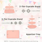 Pack of 10 NWK Cake Stand Set, with 3 x Two-Tier and 3 x Three-Tier Cupcake Stands, 4 x Appetizer Trays, 1 x Tablecloth for Birthday Bridal Baby Shower Party (Colorful)