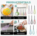 18 Pcs 8 Inch Whisks Bulk for Cooking, Silicone Whisks Non Scratch Stainless Steel Hand Whisk Large Coated Metal Heat Resistant Egg Beaters for Cooking
