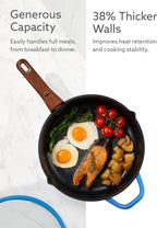 CAROTE 20Pcs Titanium Cookware Set, Pots and Pans Set Non Stick, Kitchen Cooking Set with Detachable Handle, Non Toxic Induction Cookware - Camping Cookware, Dishwasher/Oven Safe, Blue
