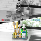 Kitchen Sink Caddy Organizer, [Stay-Dry Anywhere & No Drainage Needed] Sponge Holder for Kitchen Sink Countertop,Stainless Steel with Rust-Resistant Coating-10.24" L x 6.5" W x 5.83" H