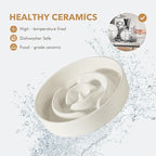 Havniva Ceramic 1.6 Cup Dog Bowl Slow Feeder for Large and Medium Dog, 8.2inch Pet Slow Dish, Stop Bloat, Preventing Choking(Single Bowl, Vanilla White)
